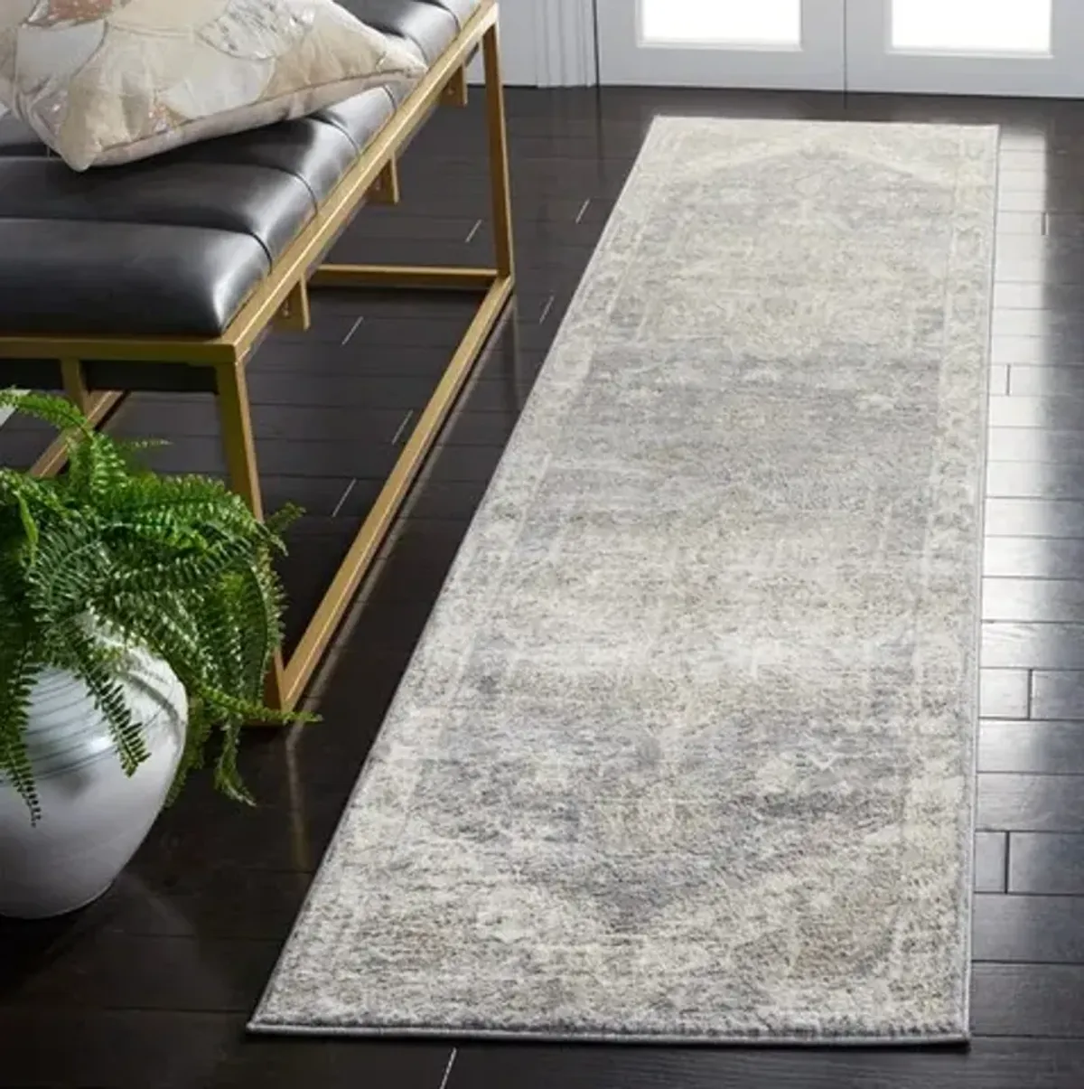 Brentwood 852 Grey / Beige 2' X 8' Runner Powerloomed Rug