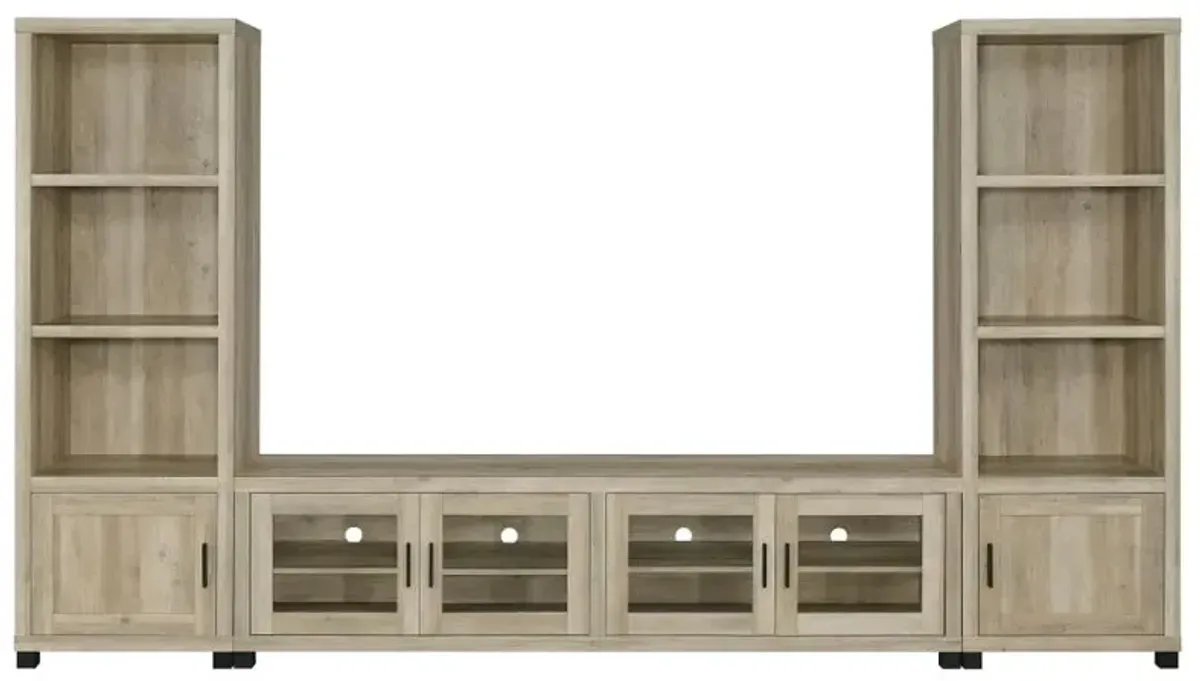 Sachin 3-piece Entertainment Center With 79" TV Stand Antique Pine