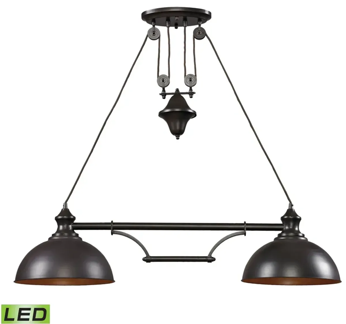 Farmhouse 44" Wide 2-Light Linear Chandelier - Oiled Bronze