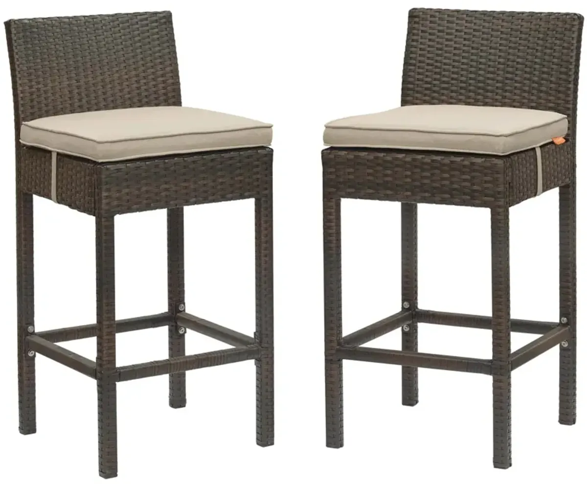 Conduit Bar Stool Outdoor Patio Wicker Rattan Set of 2