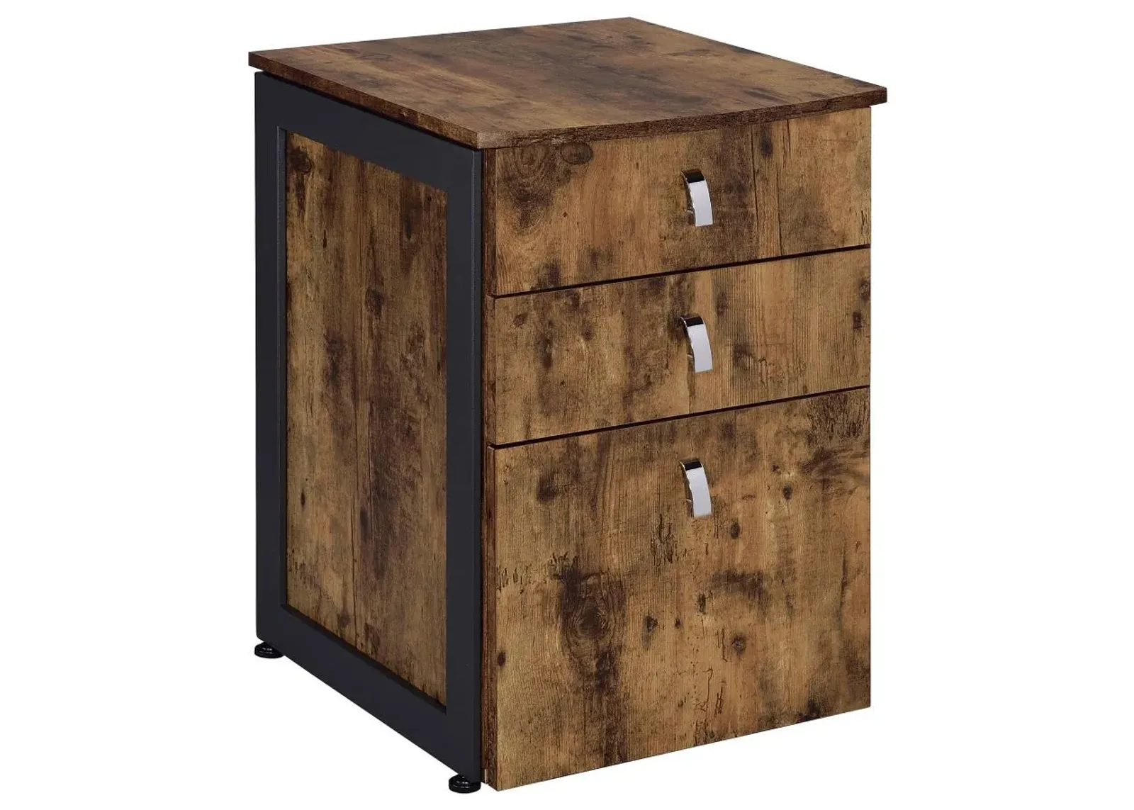 Estrella 3-drawer File Cabinet Antique Nutmeg and Gunmetal