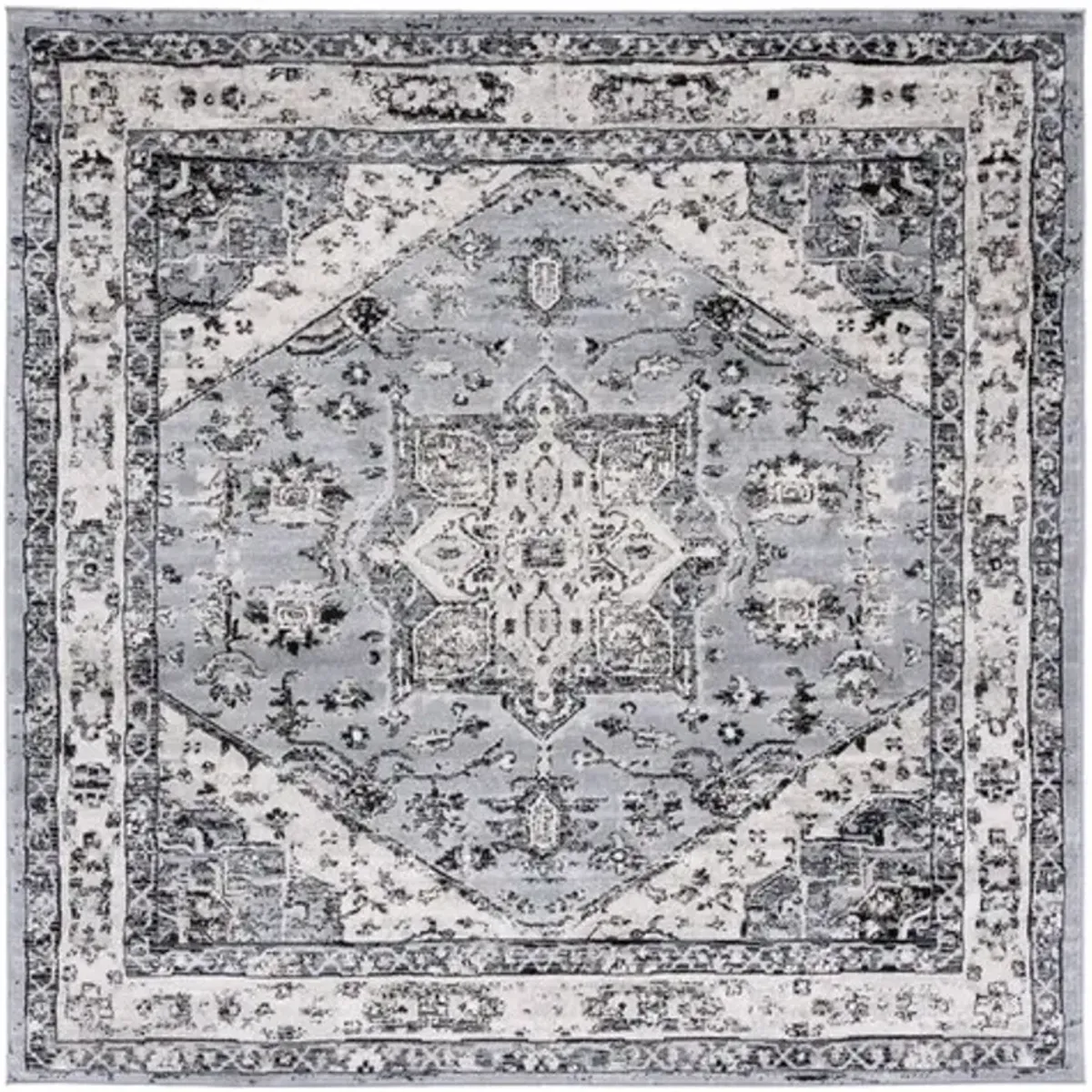 Brentwood 852 Grey / Black 6'-7" X 6'-7" Square Square Powerloomed Rug