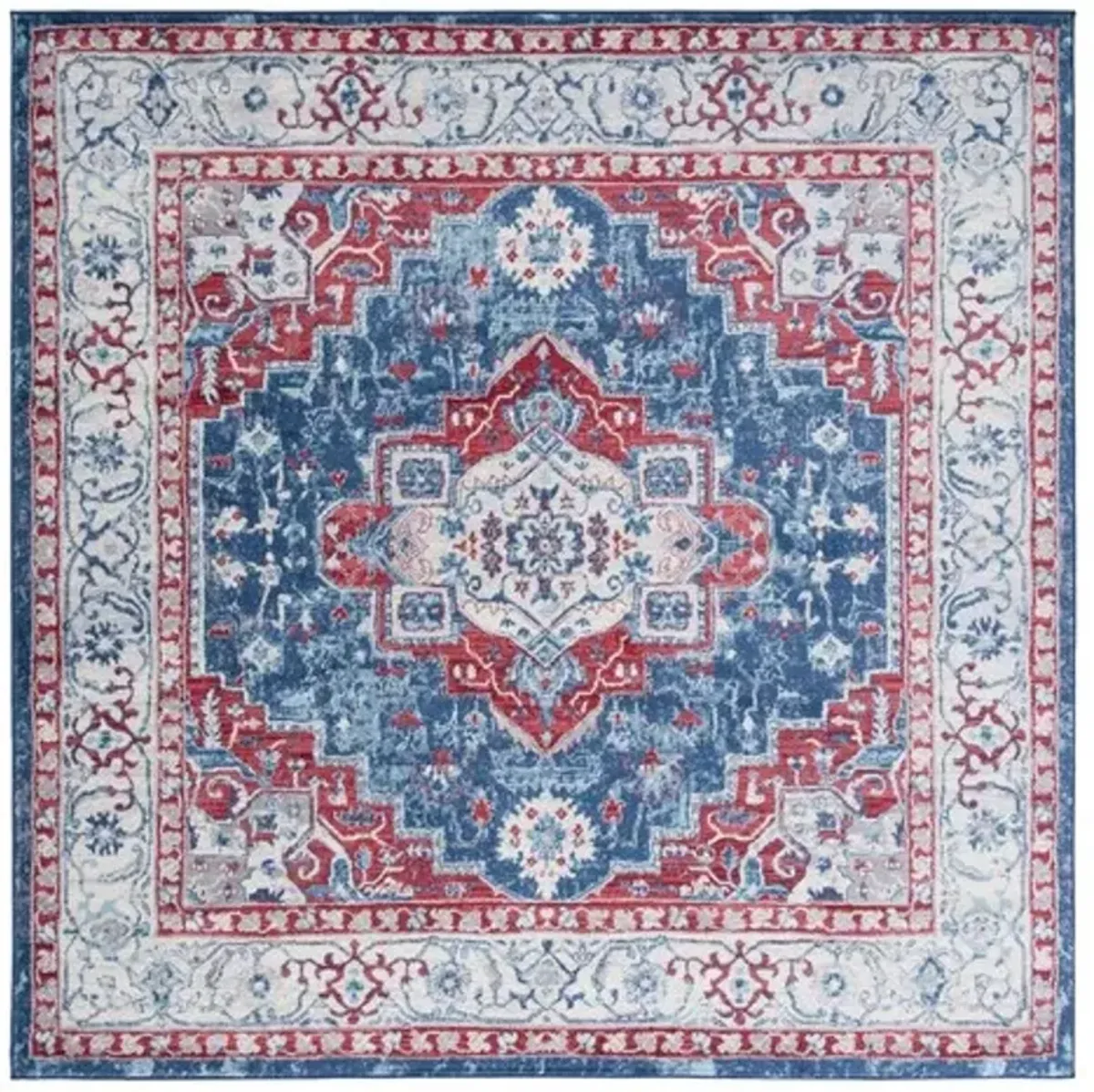 Brentwood 851 Navy / Red 6'-7" X 6'-7" Square Square Powerloomed Rug