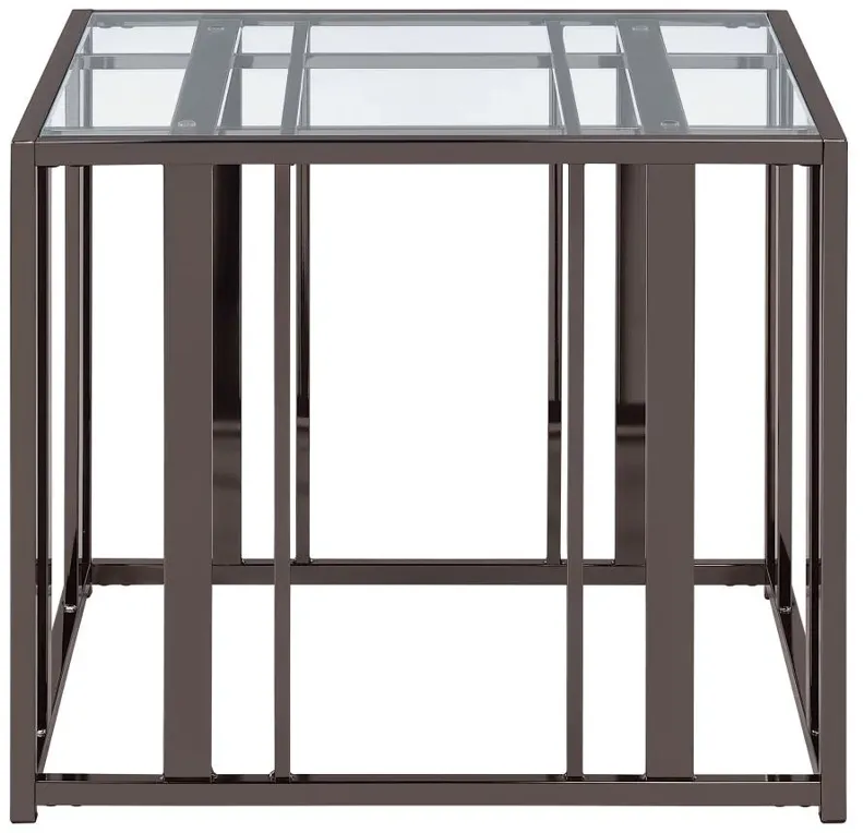 Adri Rectangular Glass Top End Table Clear and Black Nickel