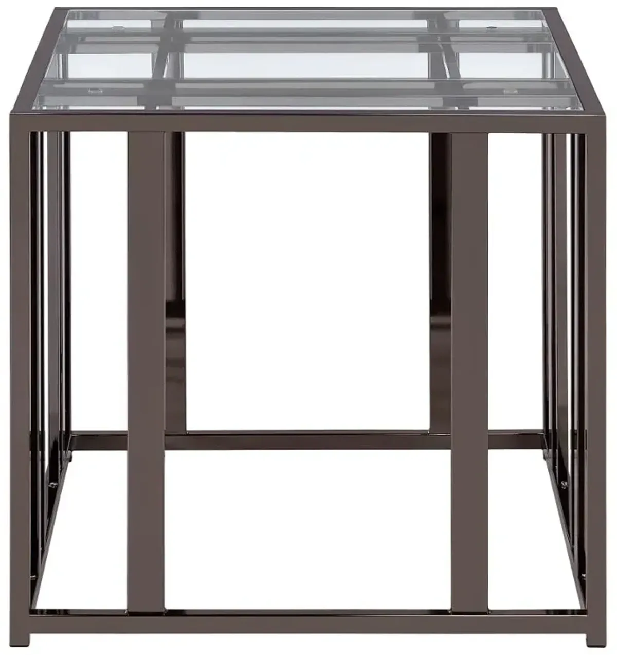 Adri Rectangular Glass Top End Table Clear and Black Nickel