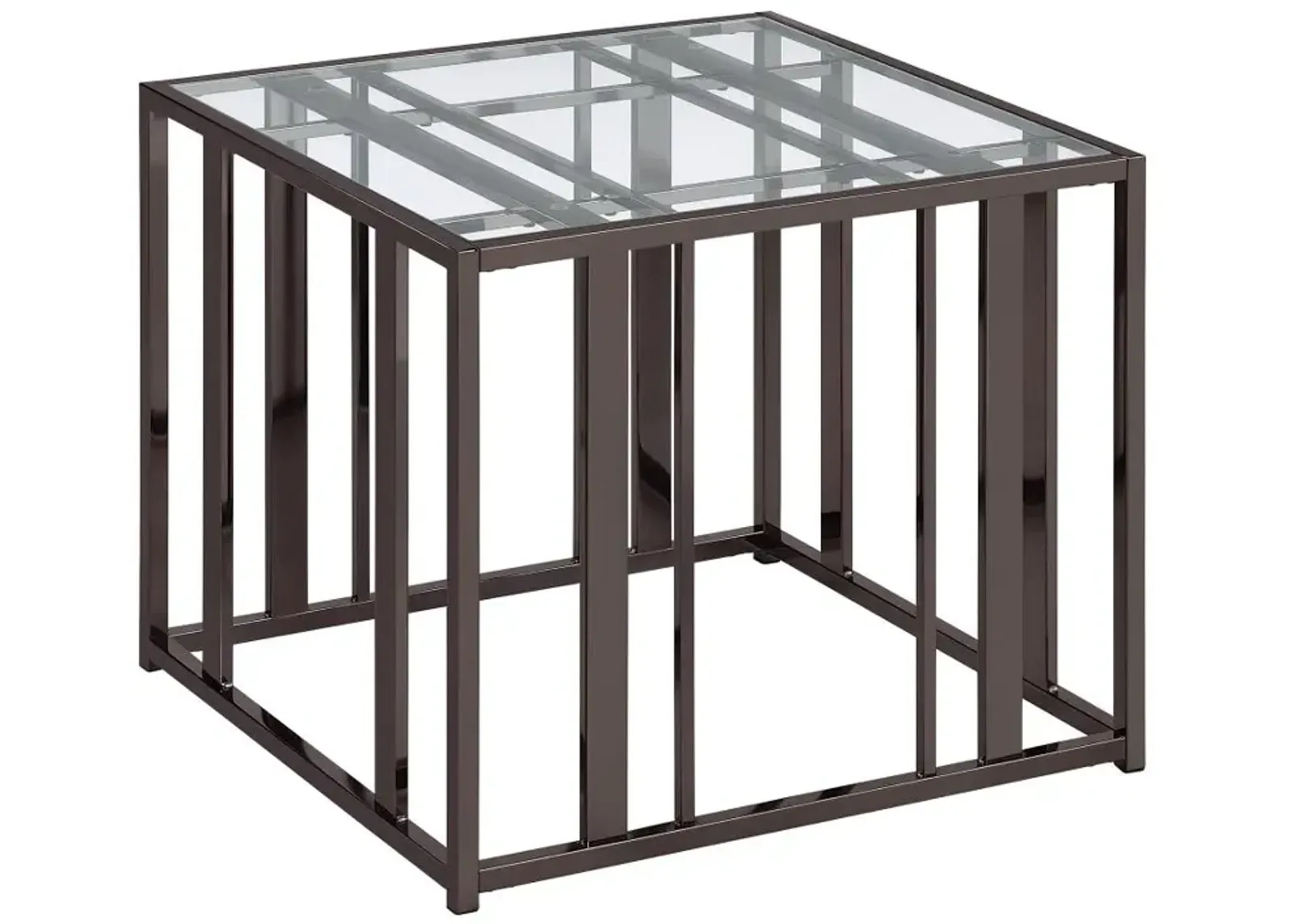 Adri Rectangular Glass Top End Table Clear and Black Nickel