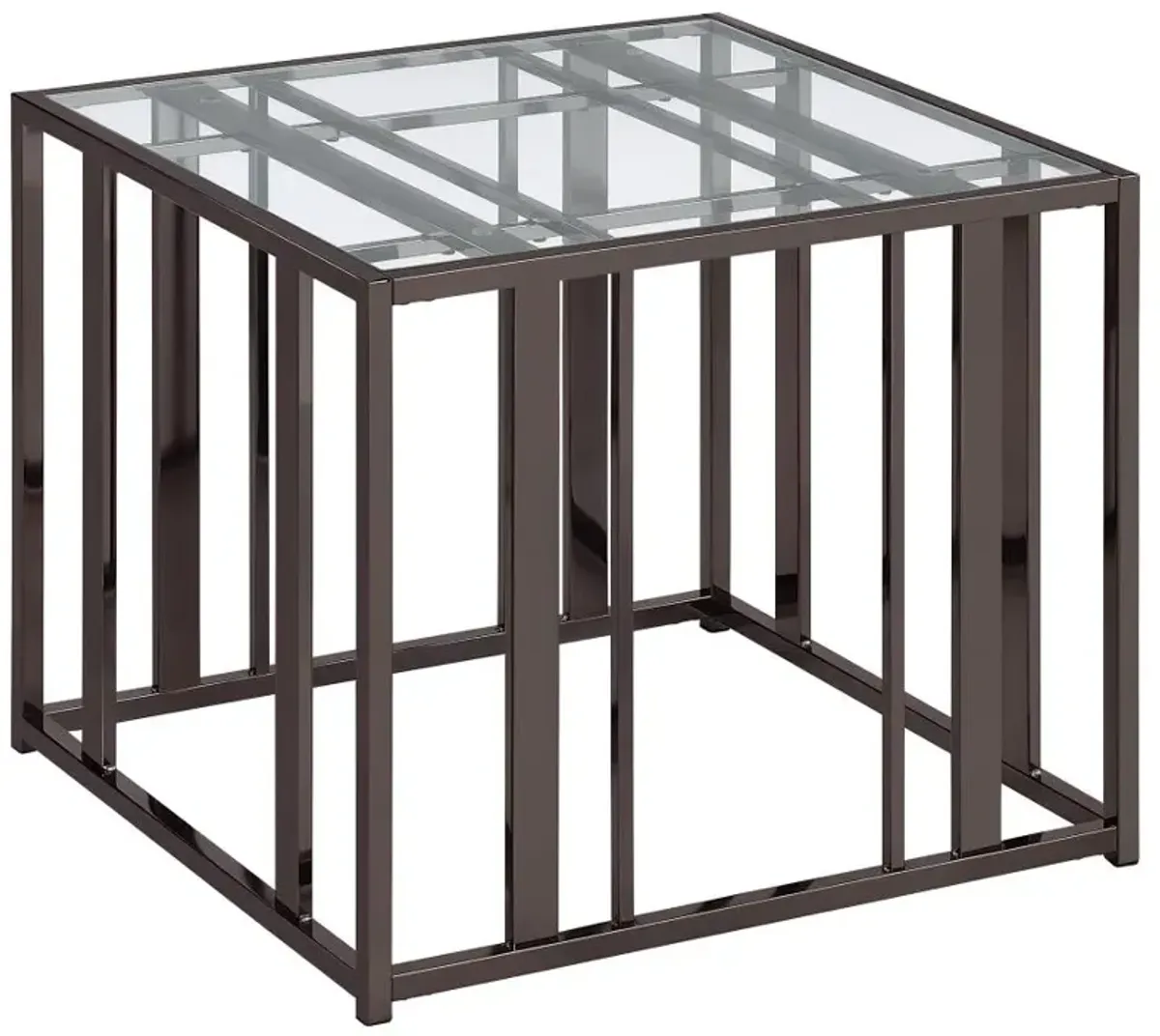 Adri Rectangular Glass Top End Table Clear and Black Nickel