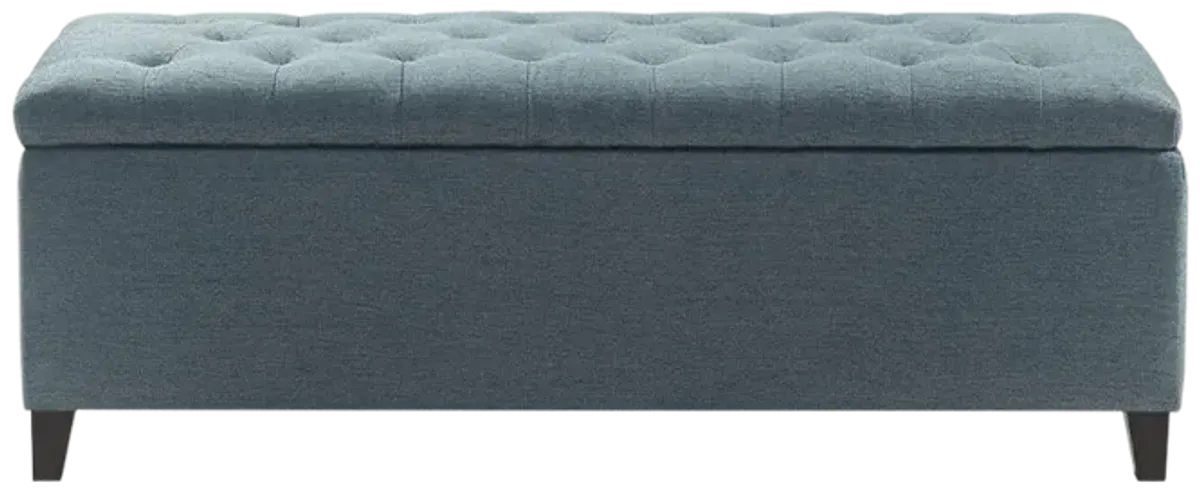 Madison Park Shandra Blue Tufted Top Soft Close Storage Bench