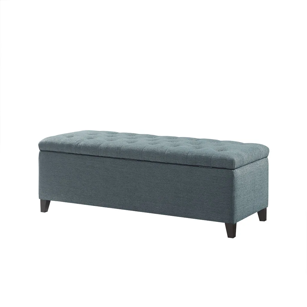 Madison Park Shandra Blue Tufted Top Soft Close Storage Bench