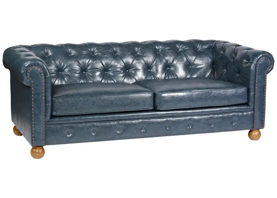 Winston Antique Blue Bonded Leather Sofa