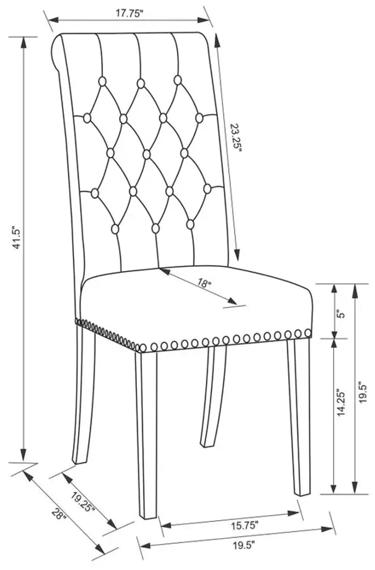 Alana Upholstered Tufted Side Chairs with Nailhead Trim (Set of 2)