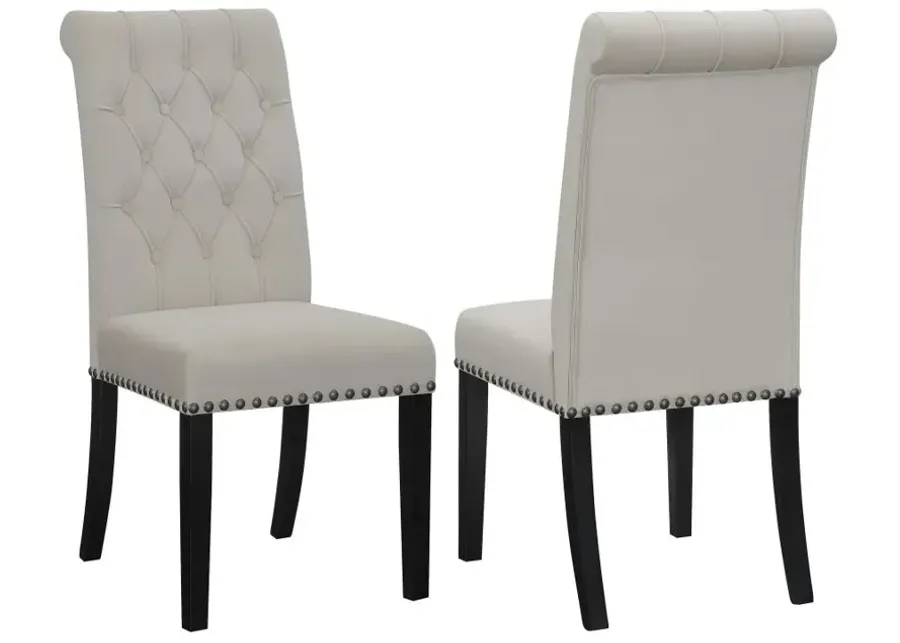 Alana Upholstered Tufted Side Chairs with Nailhead Trim (Set of 2)