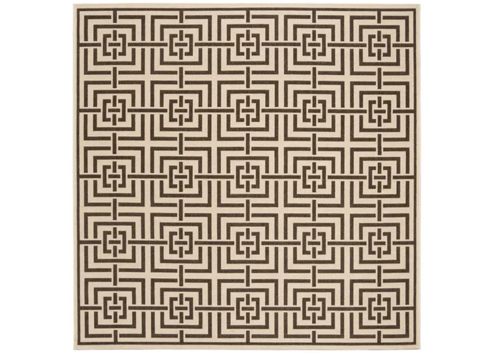 LINDEN 128 Collection LND128U-6SQ Creme / Brown 6'-7" X 6'-7" Square