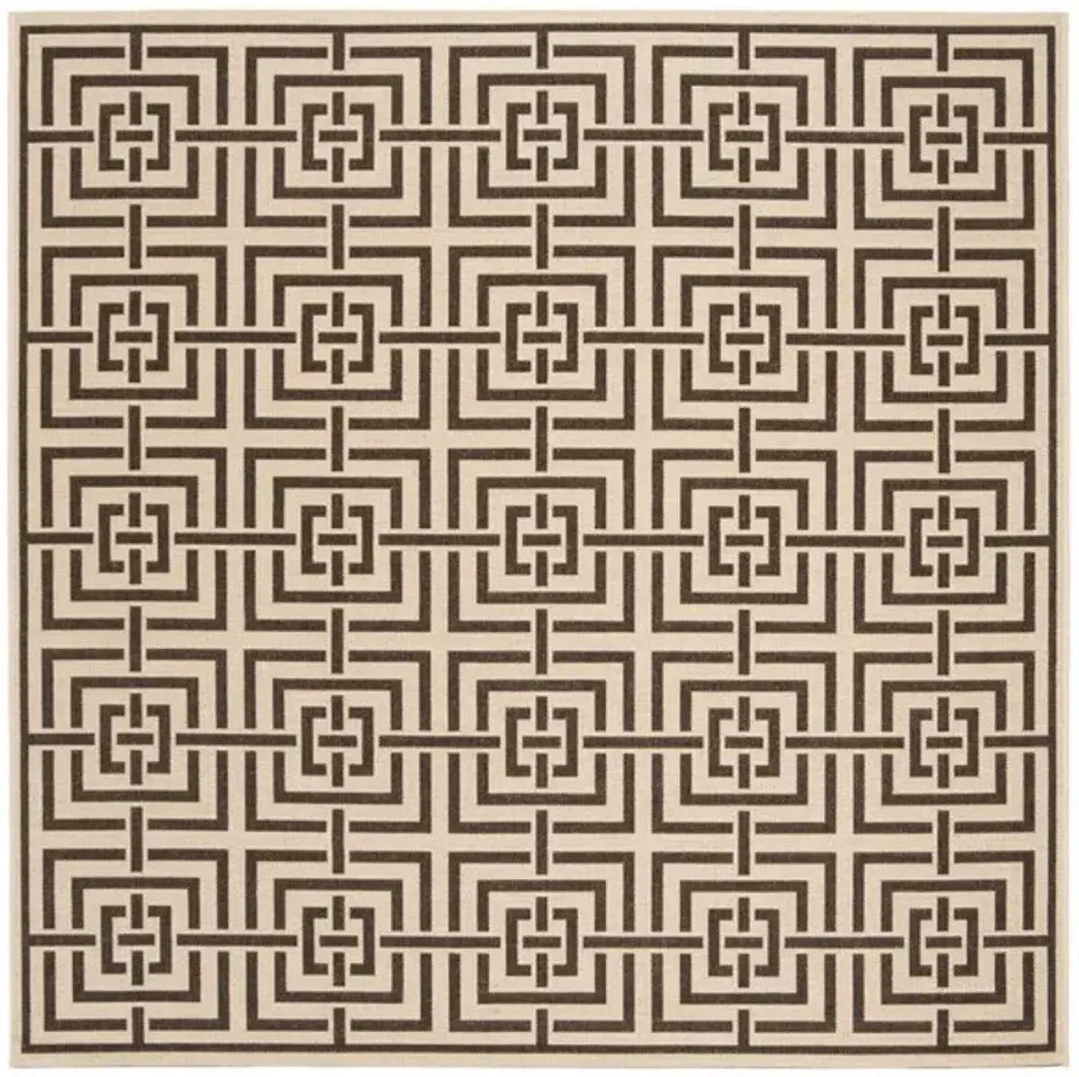 LINDEN 128 Collection LND128U-6SQ Creme / Brown 6'-7" X 6'-7" Square