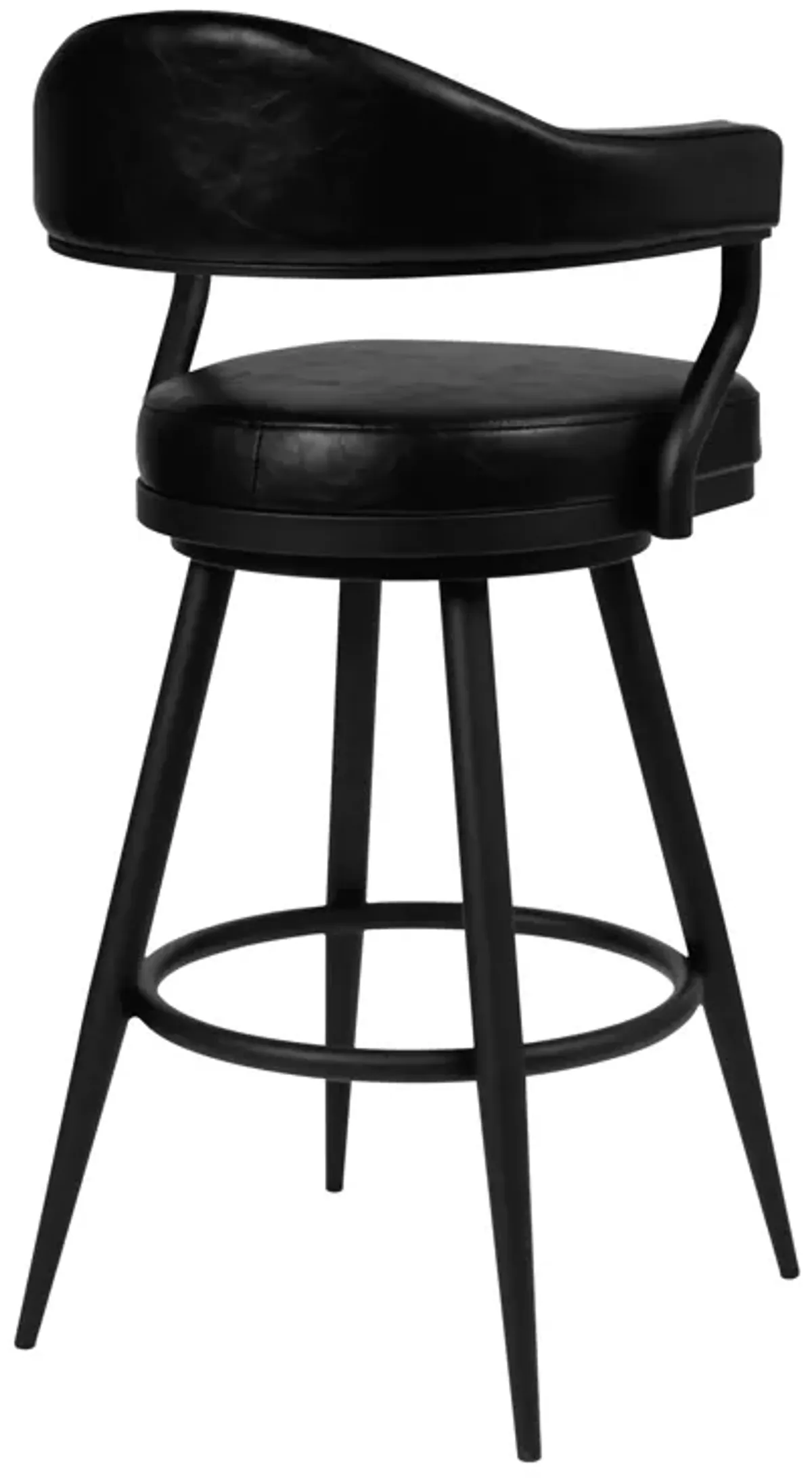 Amador 30" Bar Height Barstool in a Black Powder Coated Finish and Vintage Black Faux Leather