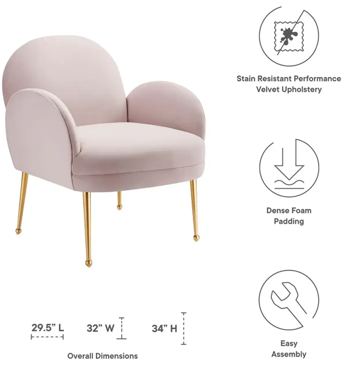 Transcend Performance Velvet Armchair