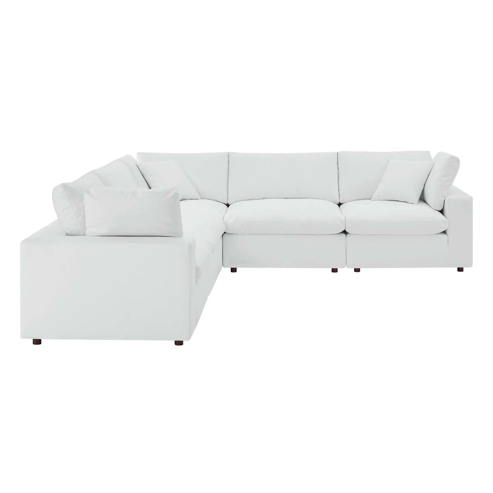 Commix Down Filled Overstuffed Vegan Leather 5-Piece Sectional Sofa