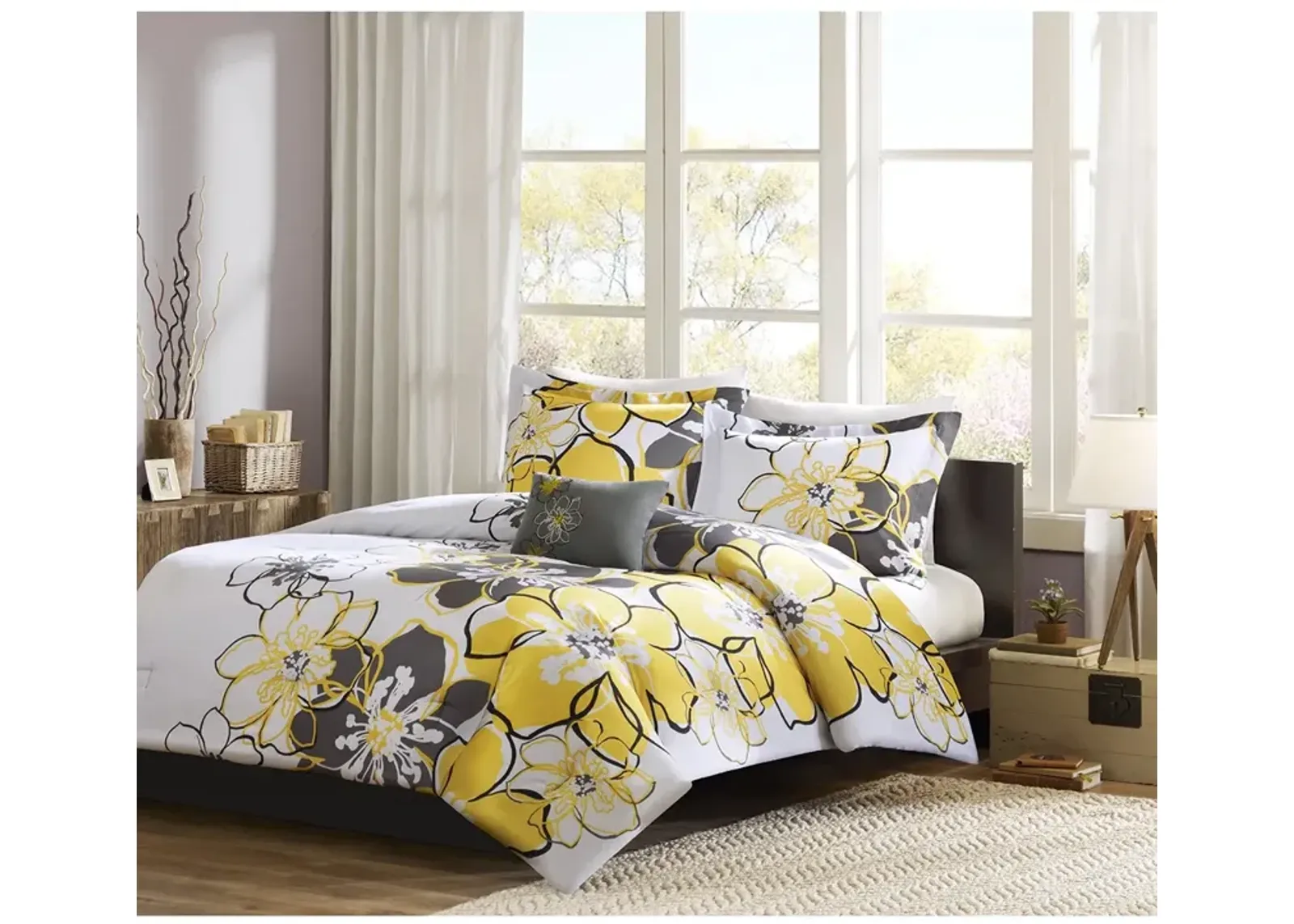 Mi Zone Allison Yellow Floral Comforter Set