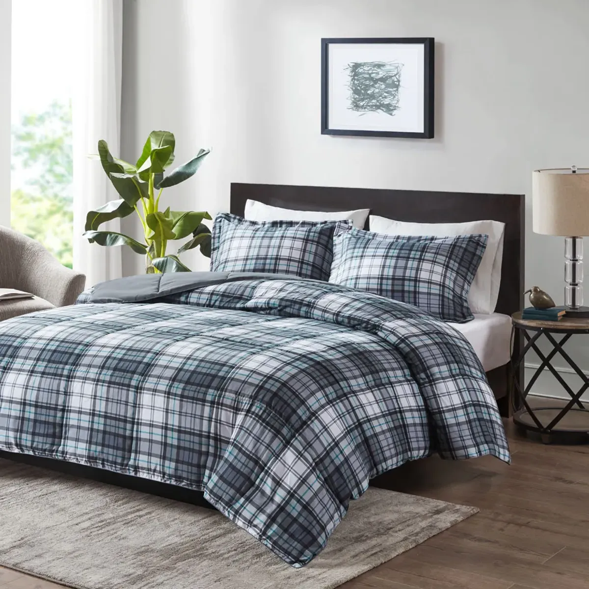 Madison Park Essentials Parkston Grey 3M Scotchgard Down Alternative All Season Comforter Set