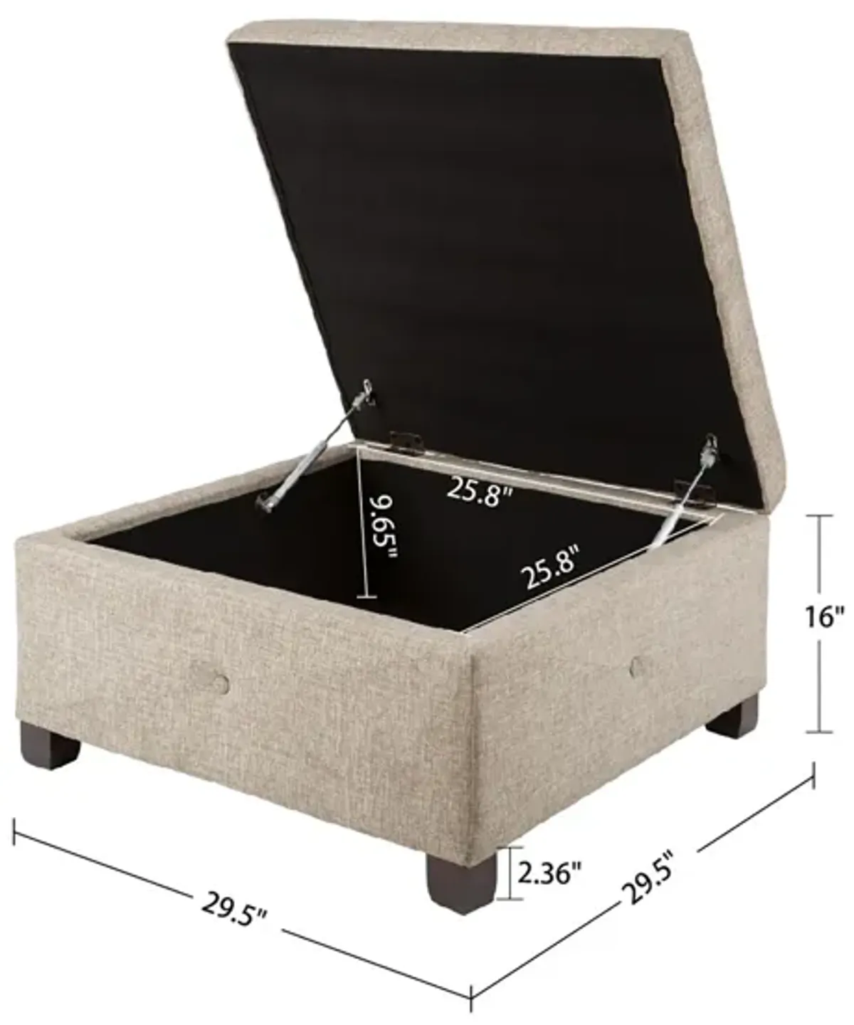 Madison Park Aspen Sand Soft Close Storage Ottoman