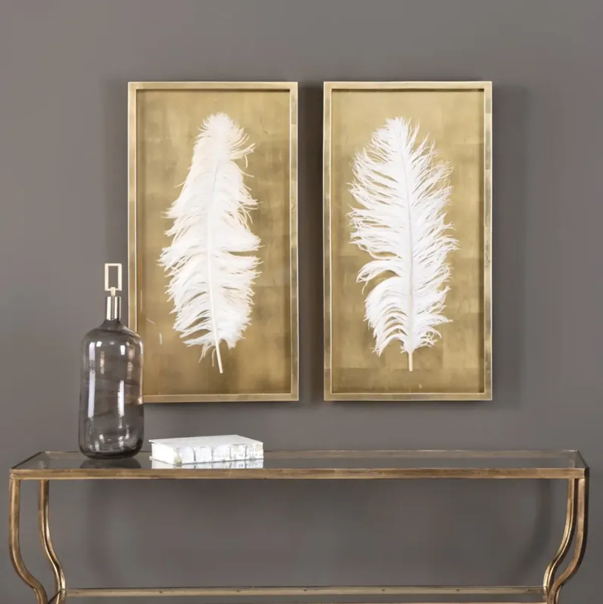 Feathers Shadow Box - Set of 2