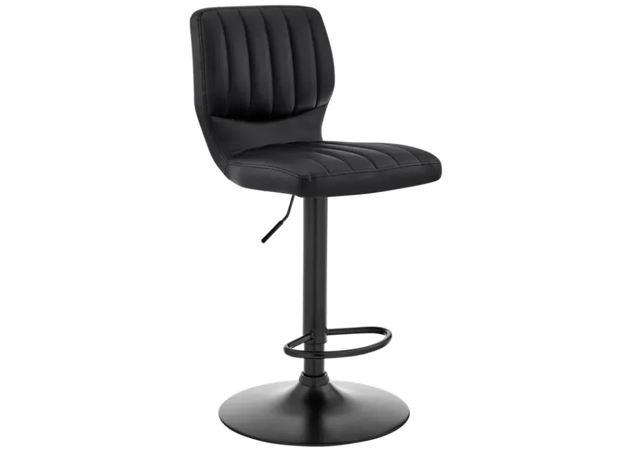 Bardot Adjustable Height Black Faux Leather Swivel Bar Stool