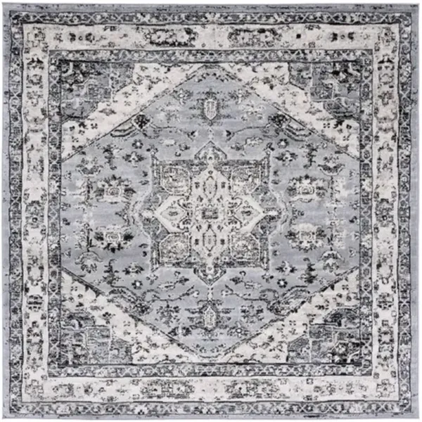 Brentwood 852 Grey / Black 6'-7" X 6'-7" Square Square Powerloomed Rug