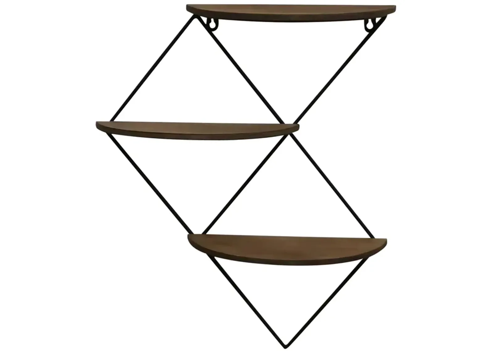 Metal/wood, 21" 3-tier Diamond Wall Shelf, Brown/b