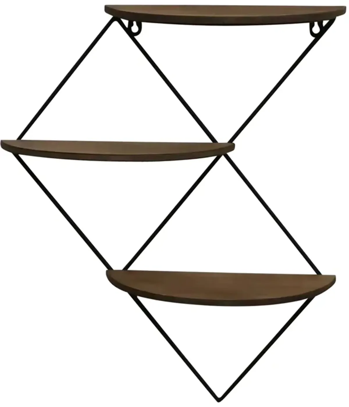 Metal/wood, 21" 3-tier Diamond Wall Shelf, Brown/b