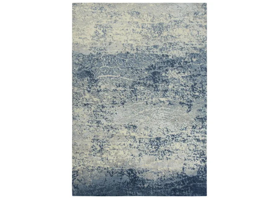 Artistry Blue Abstract NZ Wool/Tencel Blend 5' x 8' Rectangle Rug