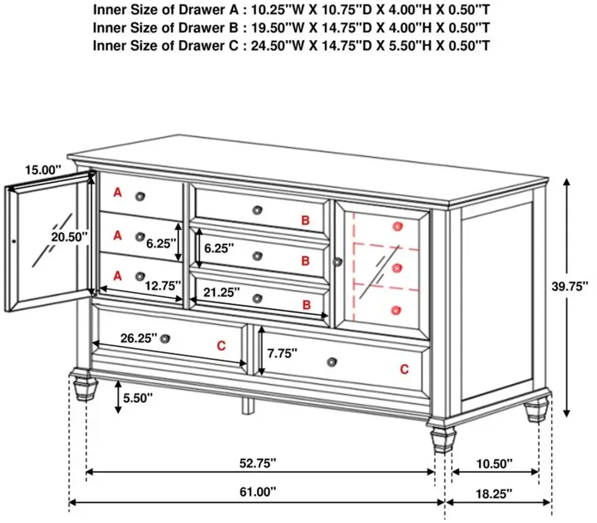 Sandy Beach Storage Bedroom Set with Sleigh Headboard