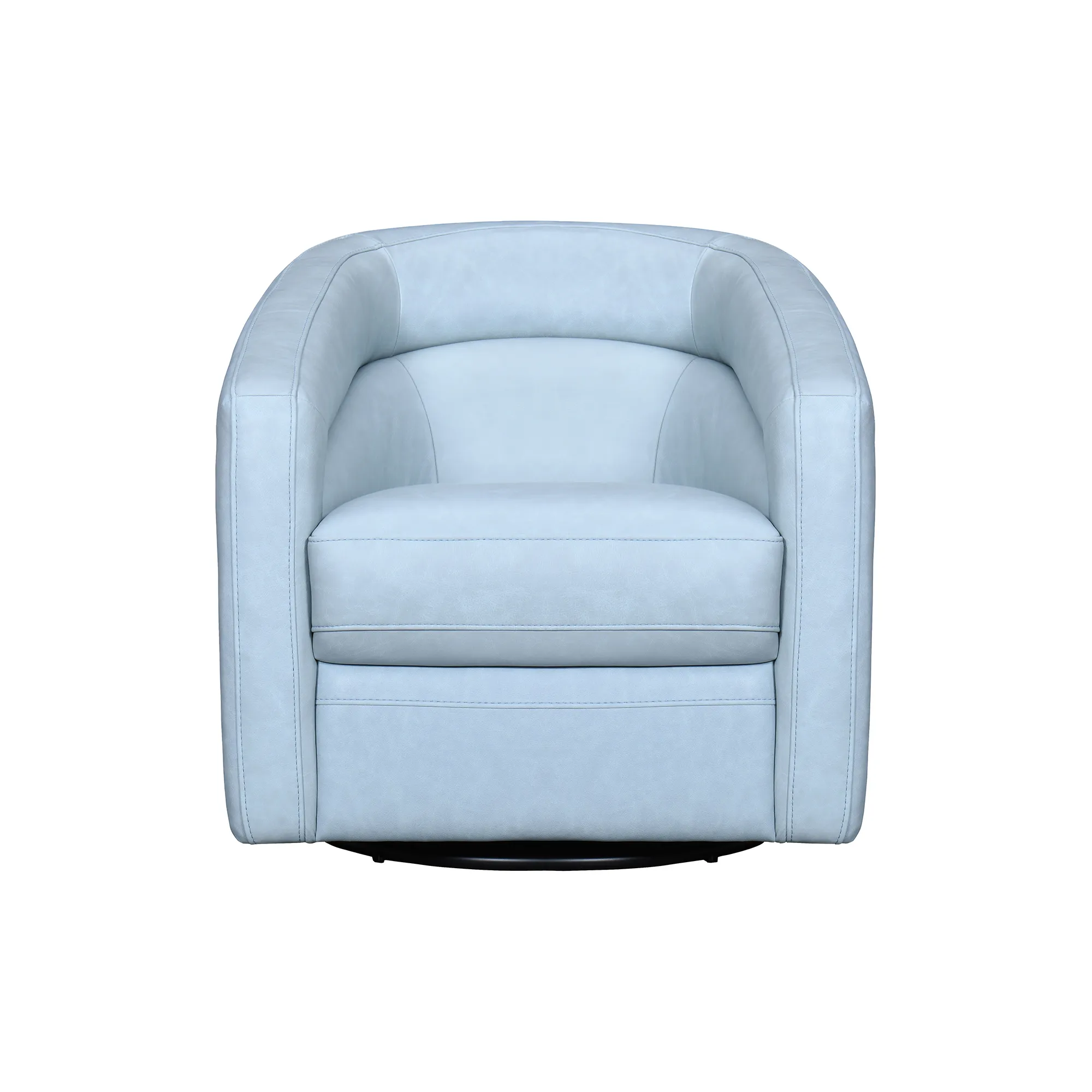 Desi Sky Blue Leather Swivel Accent Chair