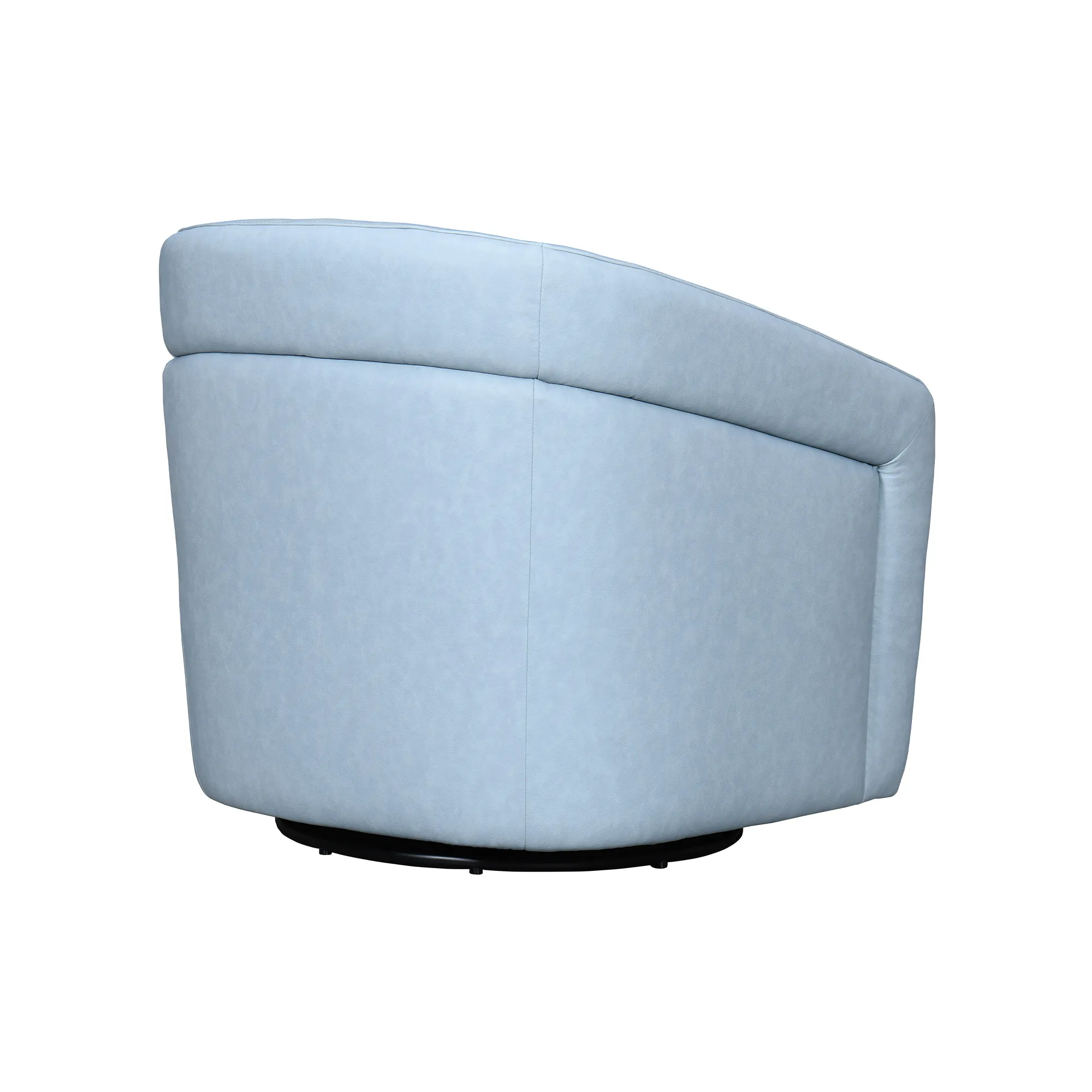 Desi Sky Blue Leather Swivel Accent Chair