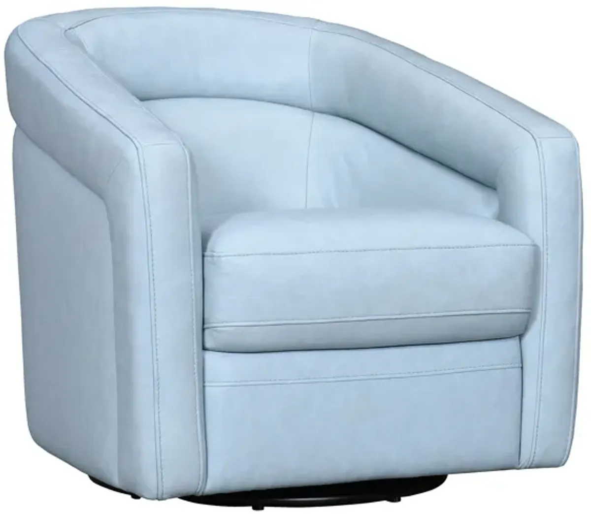 Desi Sky Blue Leather Swivel Accent Chair