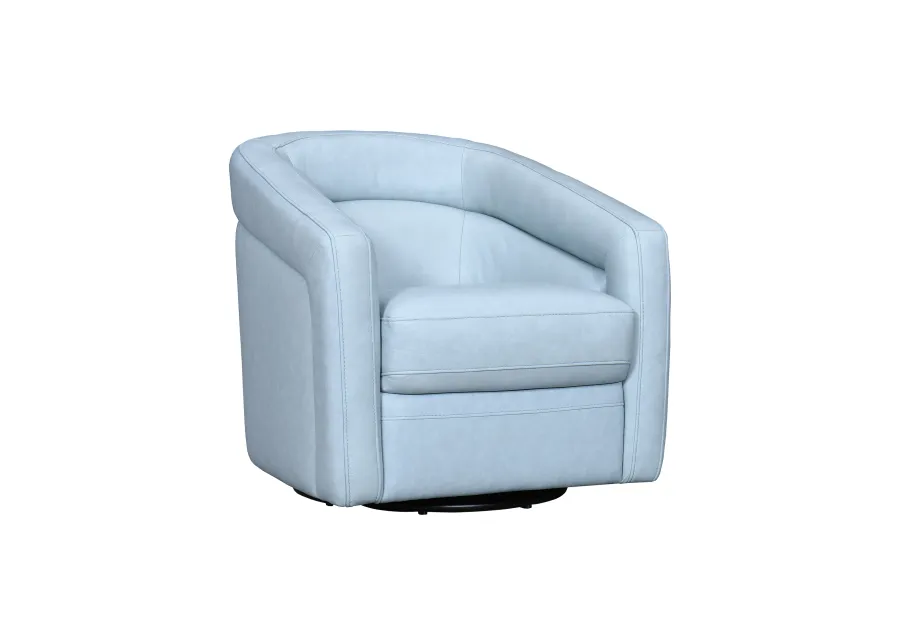 Desi Sky Blue Leather Swivel Accent Chair