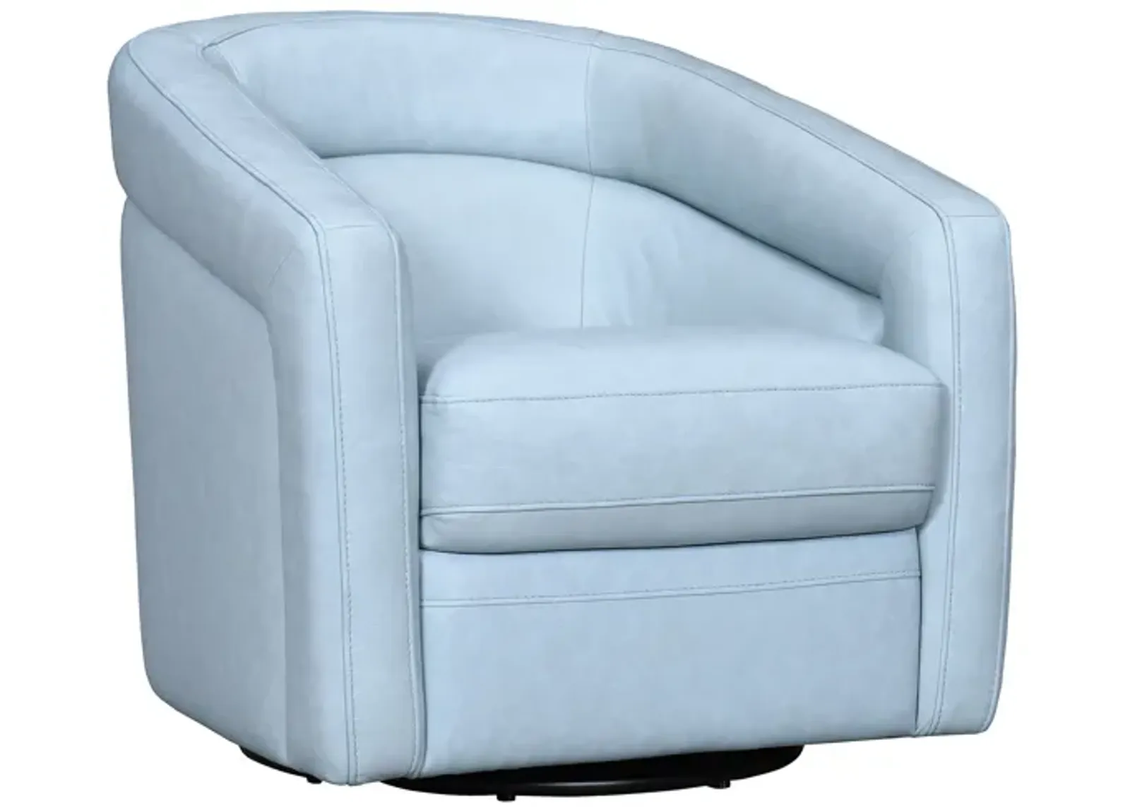 Desi Sky Blue Leather Swivel Accent Chair