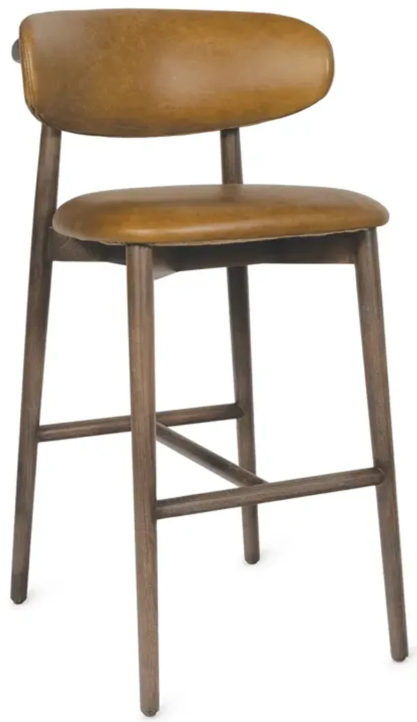 Ethan Leather Bar Stool (Brown)