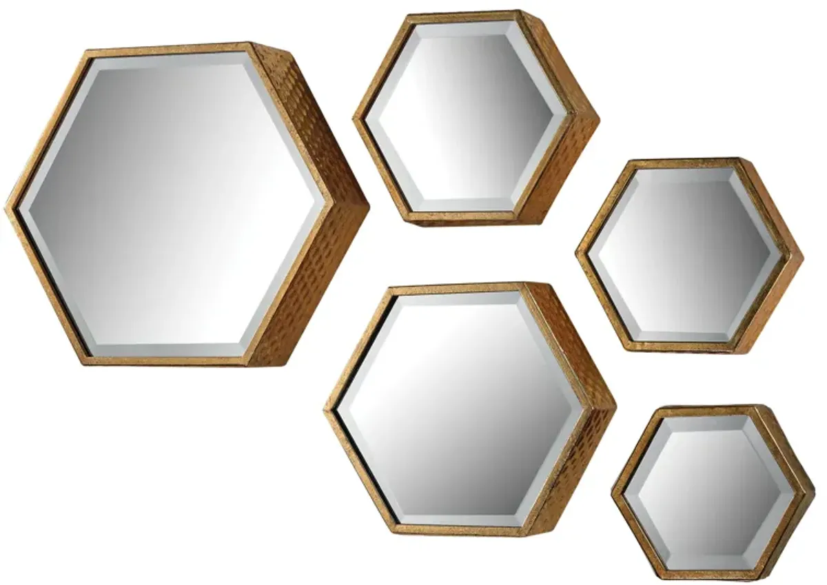 Hexagonal Wall Mirror - Set of 5