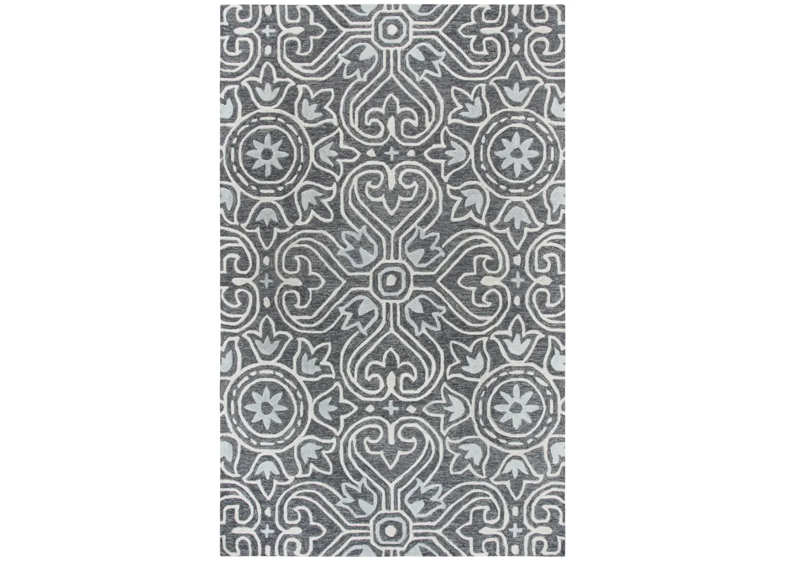 Opulent Gray Medallion Wool 10' x 13' Rectangle Rug