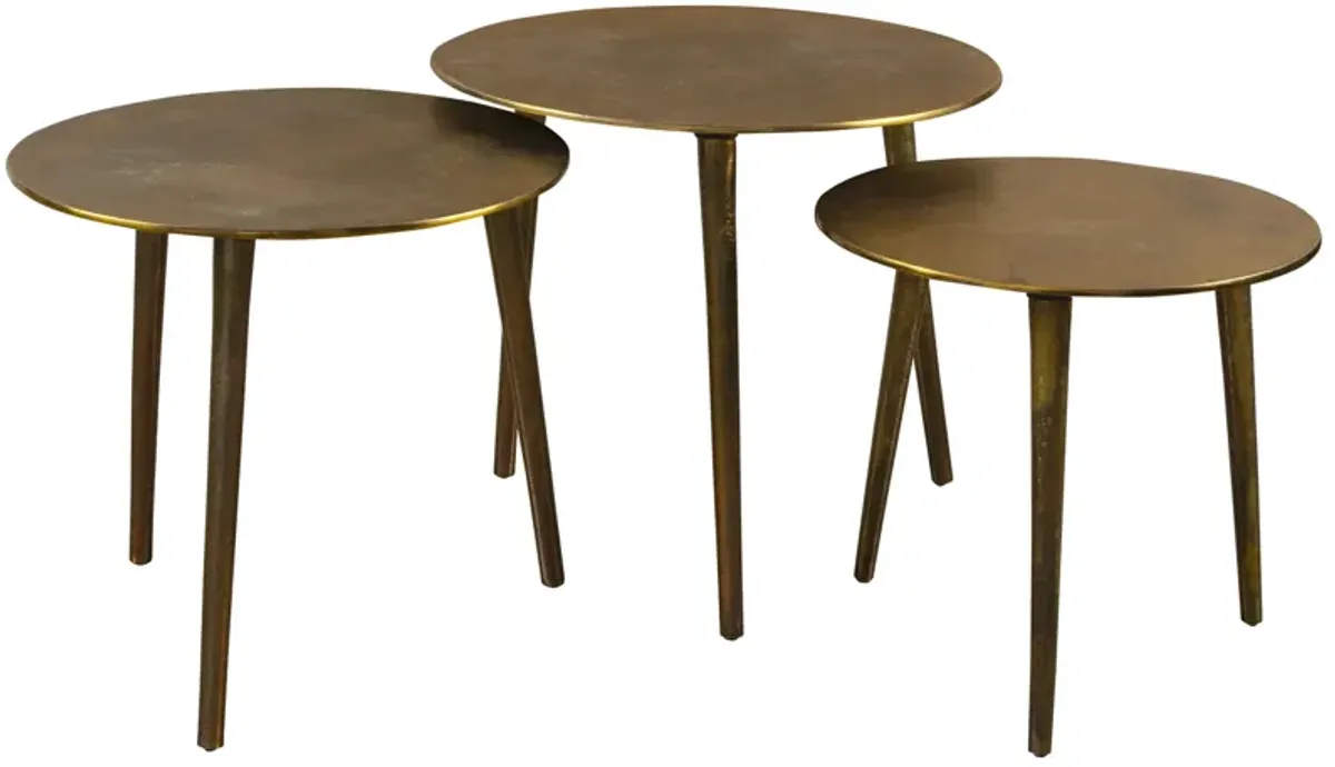 Kasai Gold Coffee Tables, S/3