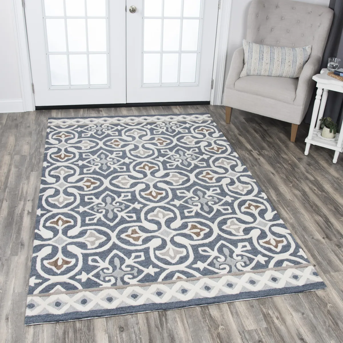 Opulent Gray/Natural Medallion Wool 8' x 10' Rectangle Rug