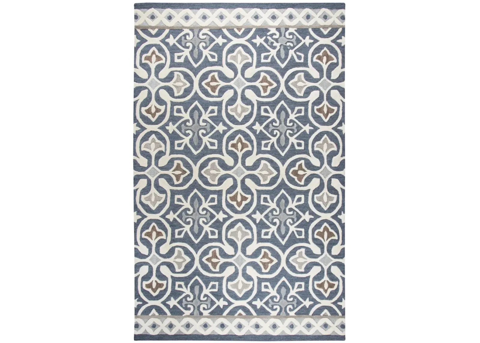 Opulent Gray/Natural Medallion Wool 8' x 10' Rectangle Rug