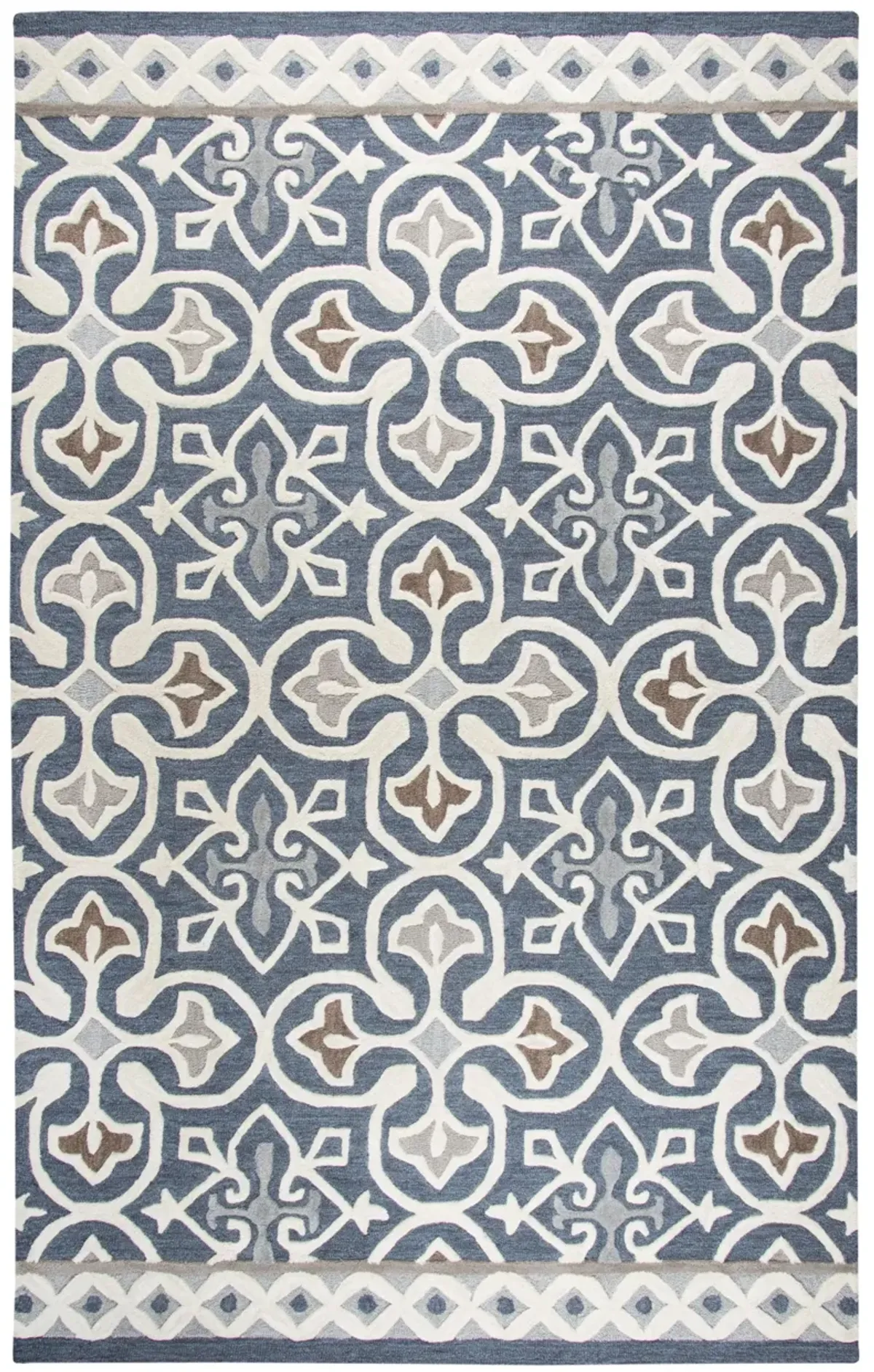 Opulent Gray/Natural Medallion Wool 8' x 10' Rectangle Rug