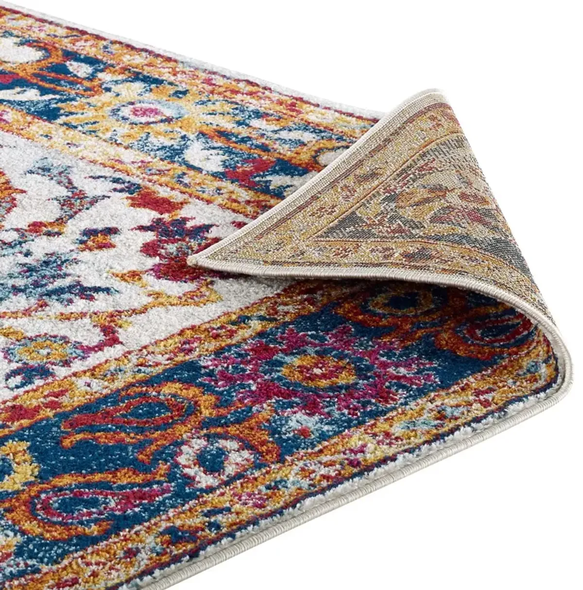 Entourage Samira Distressed Vintage Floral Persian Medallion 8x10 Area Rug