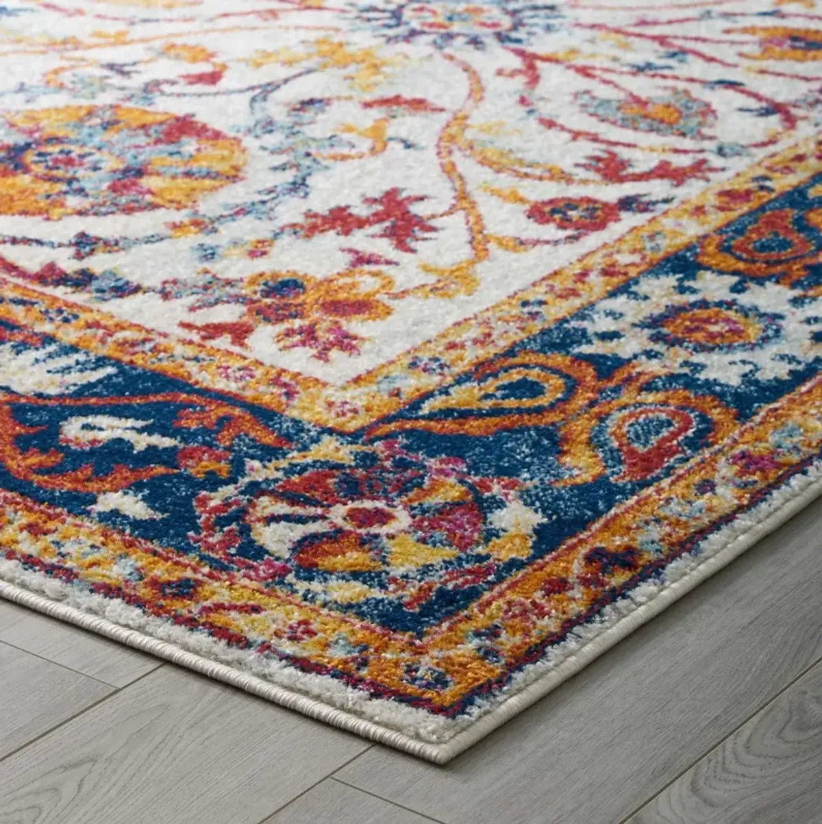 Entourage Samira Distressed Vintage Floral Persian Medallion 8x10 Area Rug