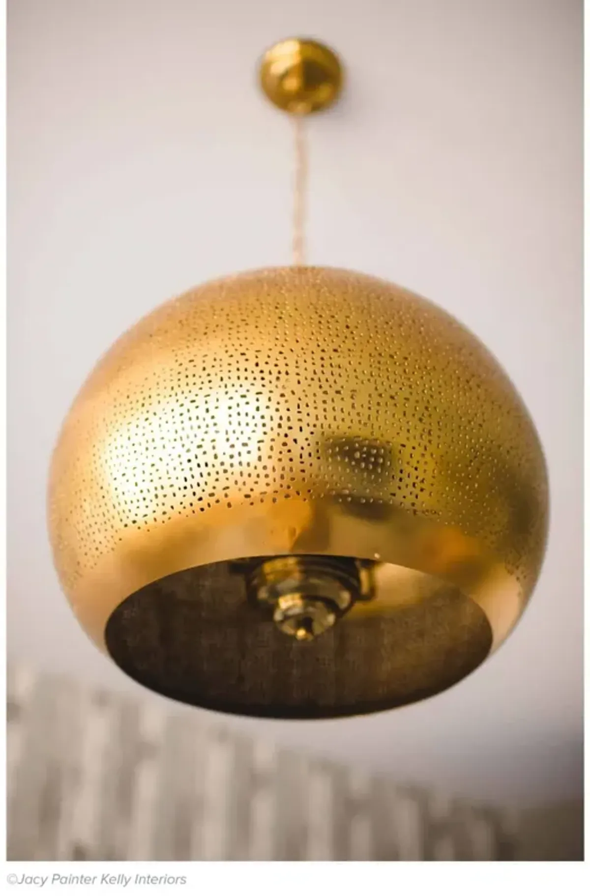 Pierced Metal Sphere Pendant (Natural Brass)