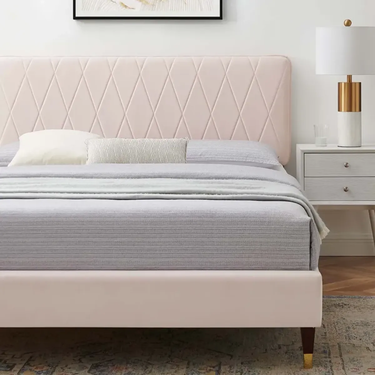 Phillipa Performance Velvet King Platform Bed