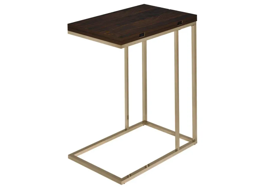 Pedro Expandable Top Accent Table Chestnut and Chrome