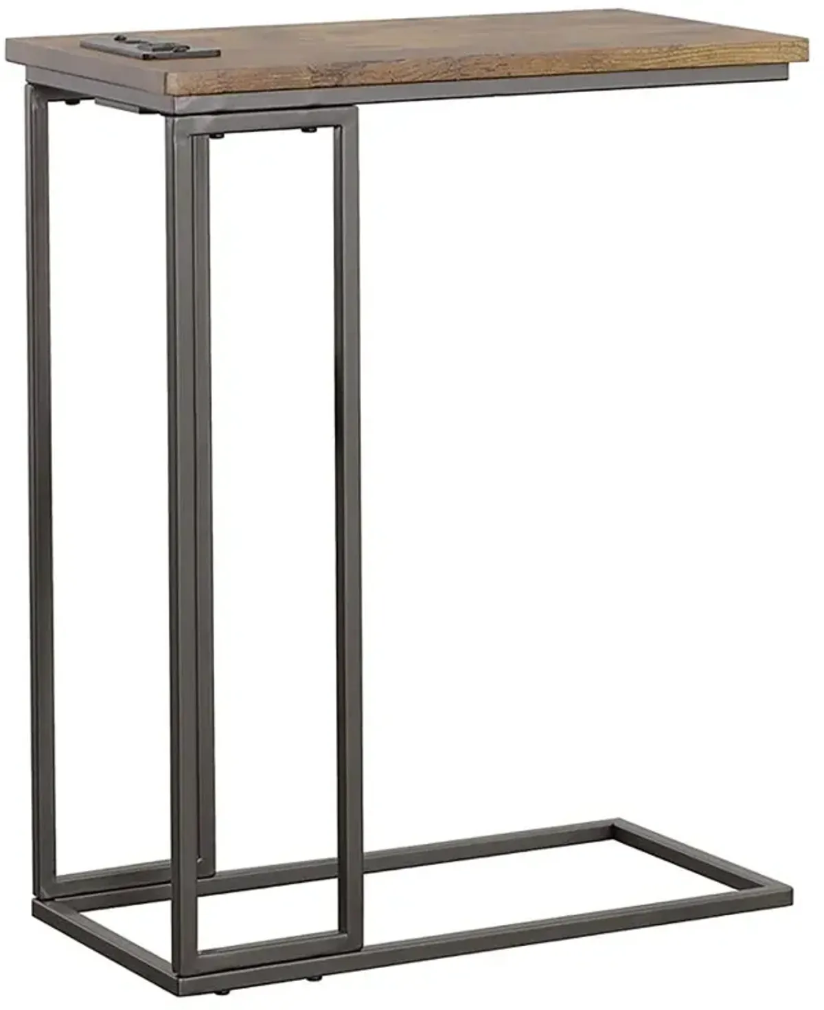 Abraham Snack Table with Power Outlet Gunmetal And Antique Brown