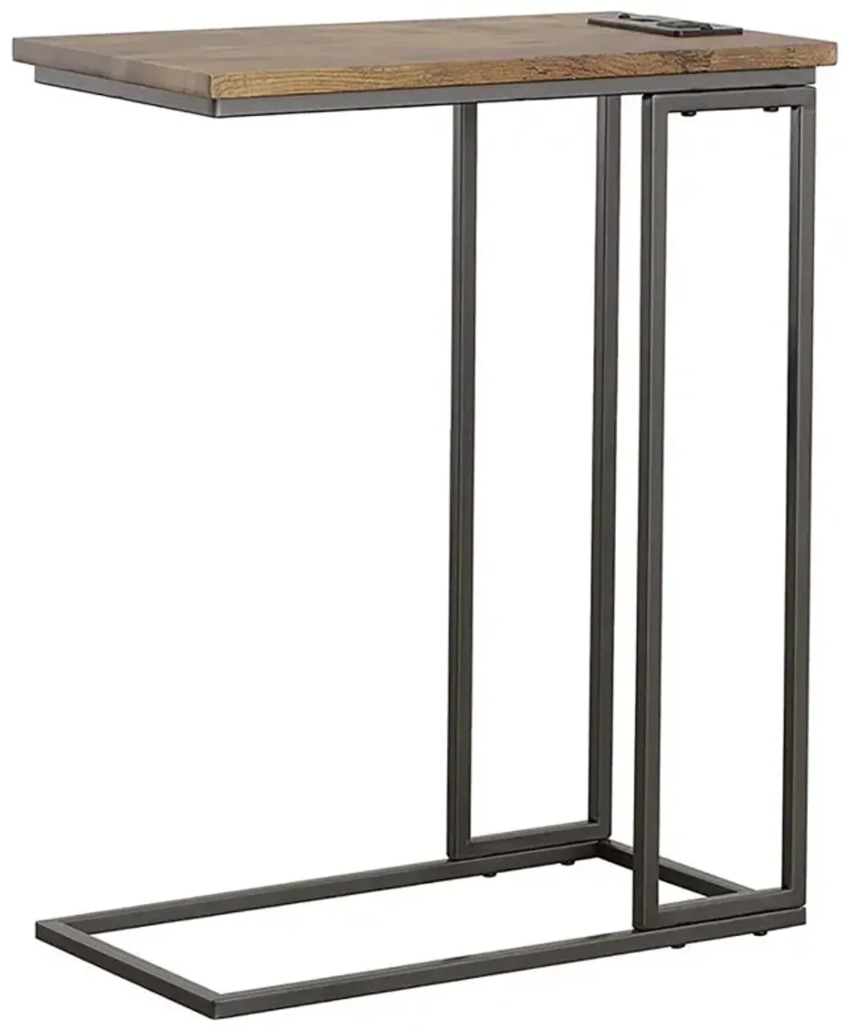 Abraham Snack Table with Power Outlet Gunmetal And Antique Brown